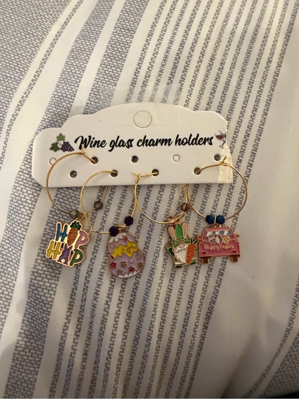 Easter Wine Glass Charm Set - Pastel Holiday Charms